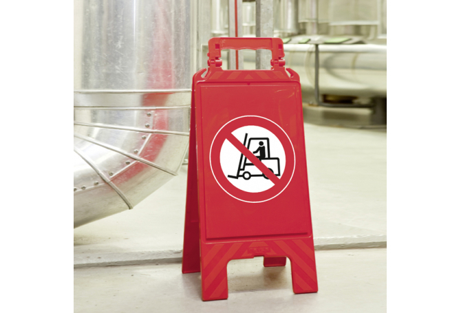 Waarschuwingsbord kunststof rood verboden voor transportvoertuigen #1 | Waarschuwingsborden | Groven Store Safety