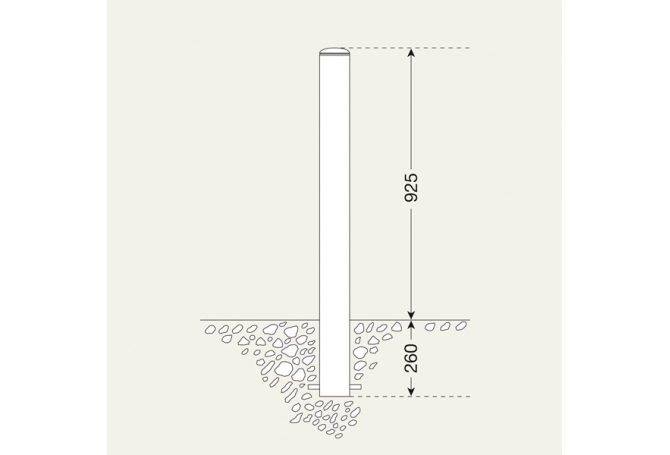 Stadspaal in te betonneren 60mm Ø  #1 | Edelstaal palen | Groven Store Safety