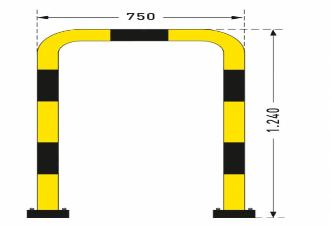 Flexibele aanrijdbeveiliging (1240x750mm) verzinkt en gecoat #1 | Beschermingsbeugel | Groven Store Safety