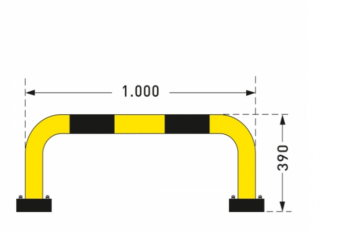 BLACK BULL rambeveiligingsbeugel SWING, 390x1000mm, gele kunststof.