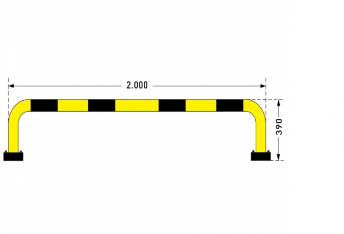 BLACK BULL rambeveiligingsbeugel SWING, 390x2000mm, gele kunststof.