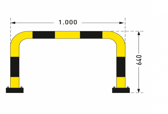 BLACK BULL rambeveiligingsbeugel SWING, 640x1000mm, gele kunststof.