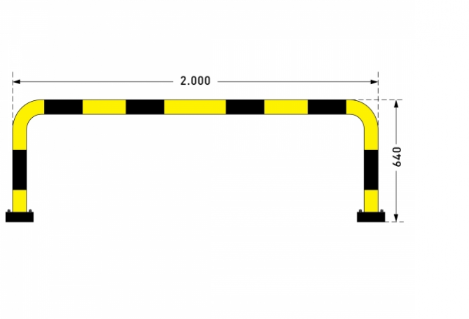 BLACK BULL rambeschermingsbeugel SWING, 640x2000mm, gele kunststof.