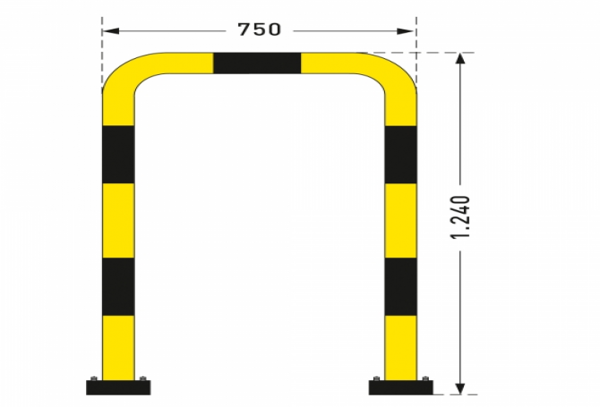 BLACK BULL rambechermingsbeugel SWING, 1240x750mm, gele kunststof.