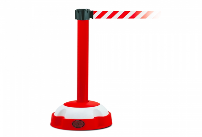 Morion afzetpaal, rood, 985/60mm en lengte 4000mm #1 | Afzetpaal met trekband | Groven Store Safety