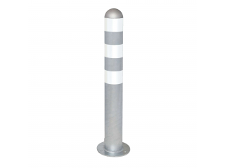 city-beschermpaal-van-staal-fv-ronde-buis-108-2-mm-h-800-mm-met-aluminium-kap-om-vast-te-schroeven-met-3-witte-reflecterende-ringen
