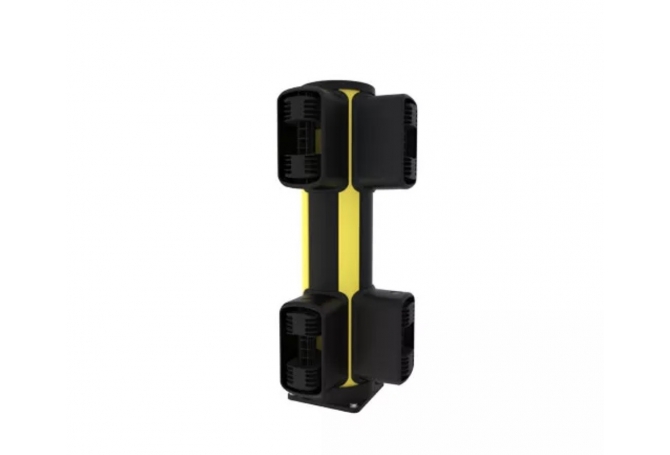 X Protect, Dubbele aanrijdbeveiliging, hoek, H-870mm. RAL 1018 geel & 9011 zwart #1 | Aanrijdbeveiliging van Axelent | Groven Store Safety