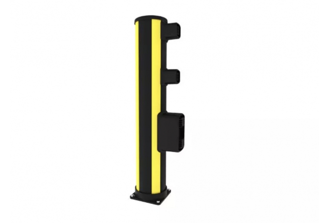 Voetgangershek hoog H end H=1160mm RAL 1018 geel & RAL 9011 zwart #1 | Voetgangershekken van Axelent | Groven Store Safety