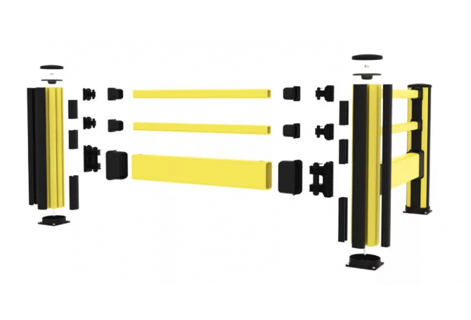 Voetgangershek hoog H end H=1160mm RAL 1018 geel & RAL 9011 zwart #3 | Voetgangershekken van Axelent | Groven Store Safety