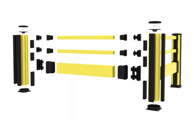 Voetgangershek Impact H mid H=1160mm RAL 1018 geel & RAL 9011 zwart #2 | Voetgangershekken van Axelent | Groven Store Safety