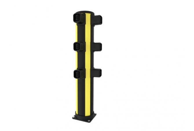 Voetgangershek Impact H corner = 1160mm RAL 1018 geel & RAL 9011 zwart #1 | Voetgangershekken van Axelent | Groven Store Safety