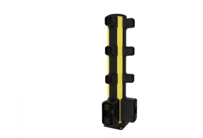 Voetgangershek Impact end H=1160mm RAL 1018 geel & RAL 9011 zwart #1 | Voetgangershekken van Axelent | Groven Store Safety